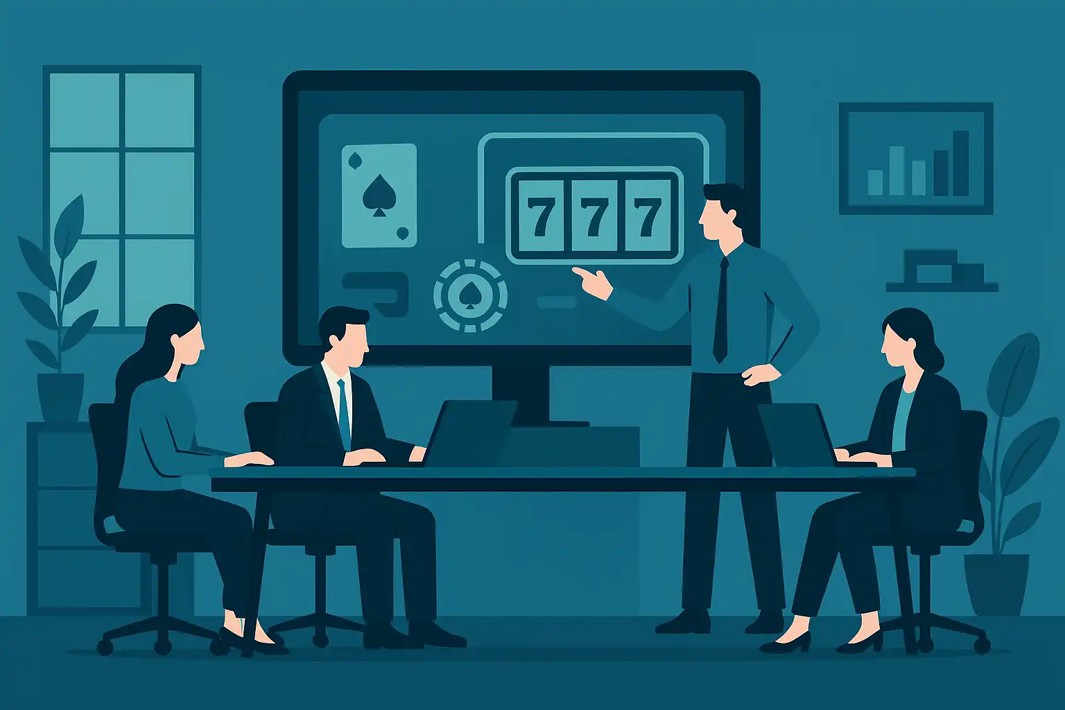 Office illustration representing the Westio Casino operating team